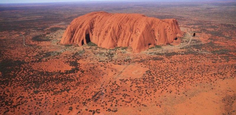 Uluru, red centre birds eye view